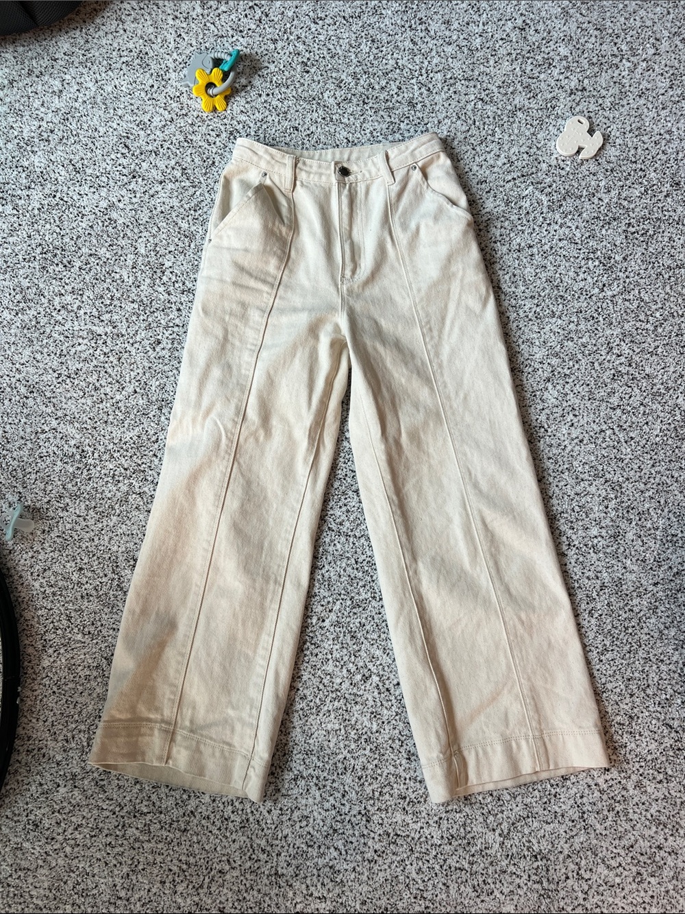Cotton High Waist Straight Leg Pants